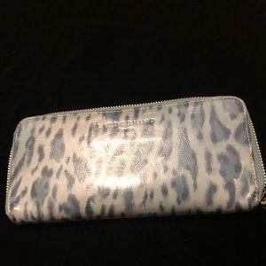 Liebeskind Leather Zip around Wallet Blue Leopard print.